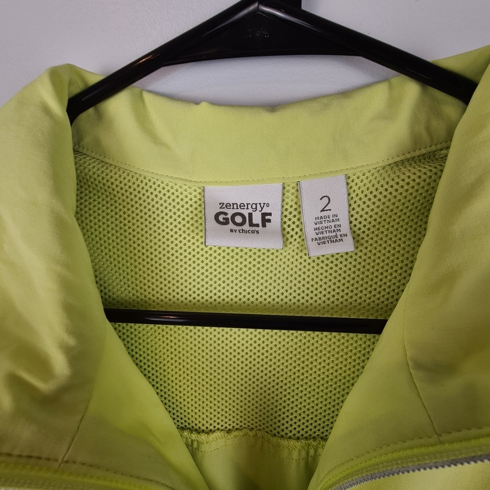 Zenergy Golf By Chico's Women's Performance Vest Neon Green Size 2 Vented Pocket - Picture 2 of 10